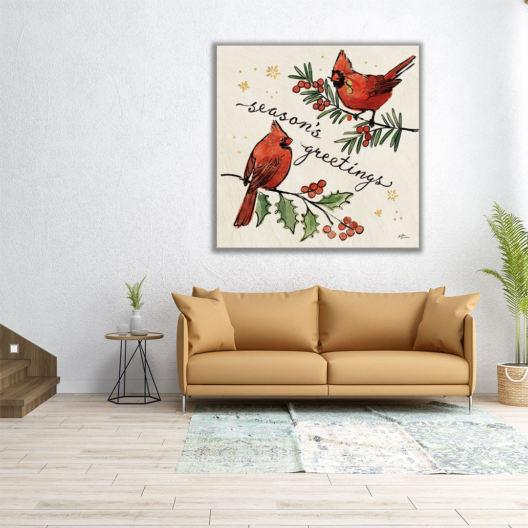 Christmas Lovebirds X - Canvas Print Wall Art