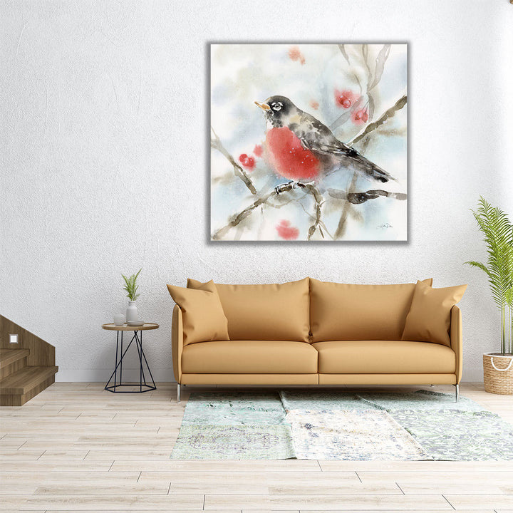 Winter Robin - Canvas Print Wall Art