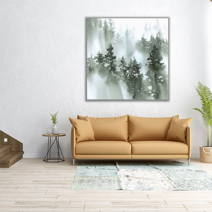 Misty Forest I Green - Canvas Print Wall Art