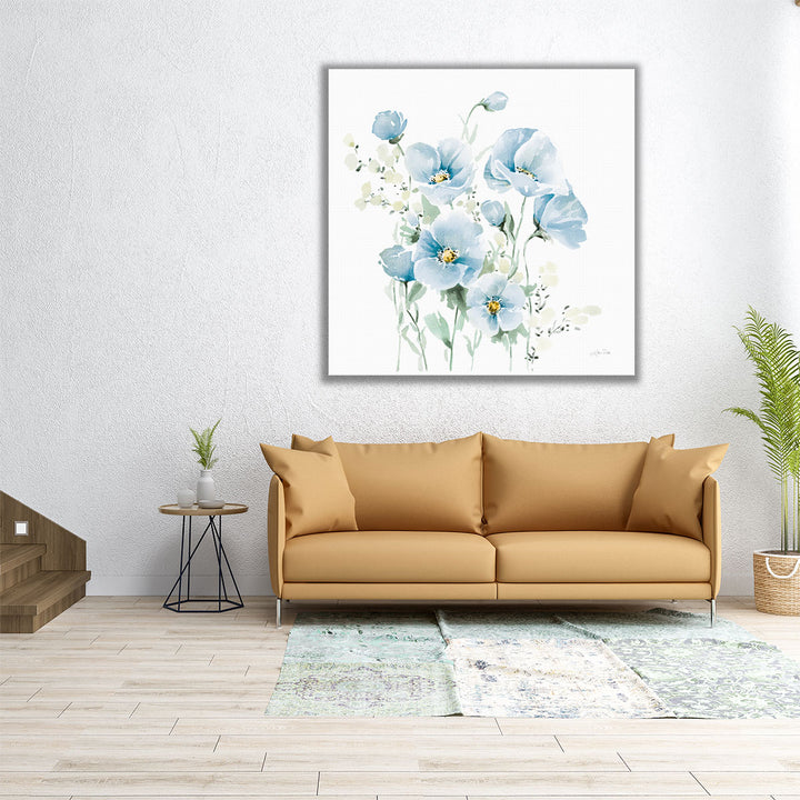 Secret Garden Bouquet II Pale Blue - Canvas Print Wall Art