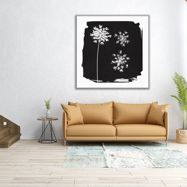 Nature by the Lake Flowers III Black and White - Canvas Print Wall Art