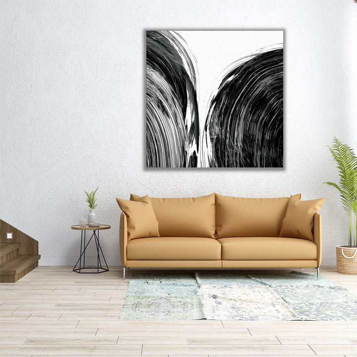 Swirl I Black and White - Canvas Print Wall Art