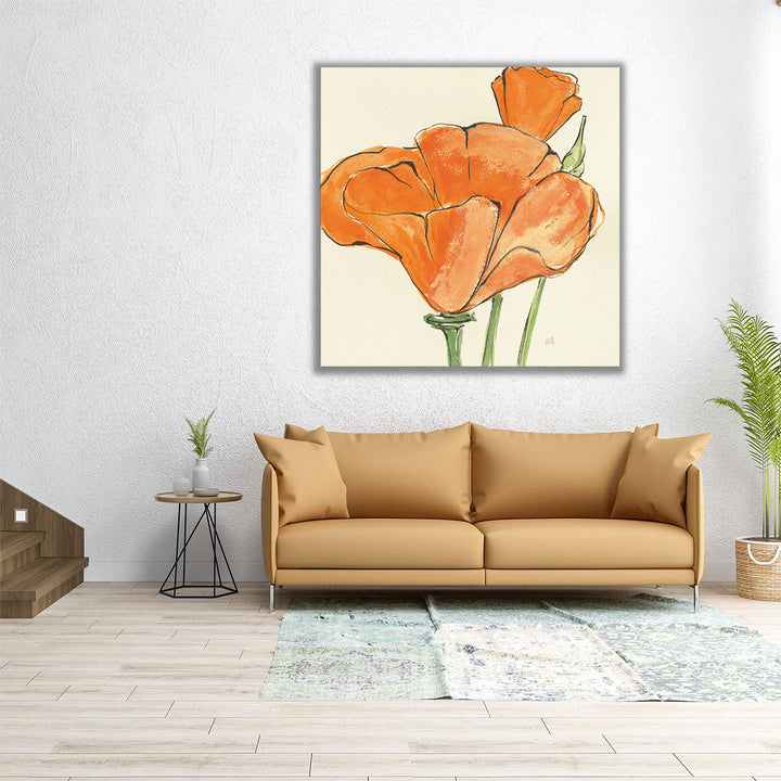 Sunshine Poppy IV - Canvas Print Wall Art