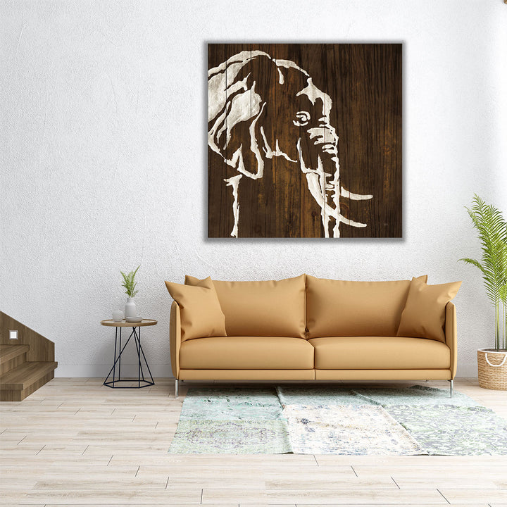 White Elephant on Dark Wood - Canvas Print Wall Art