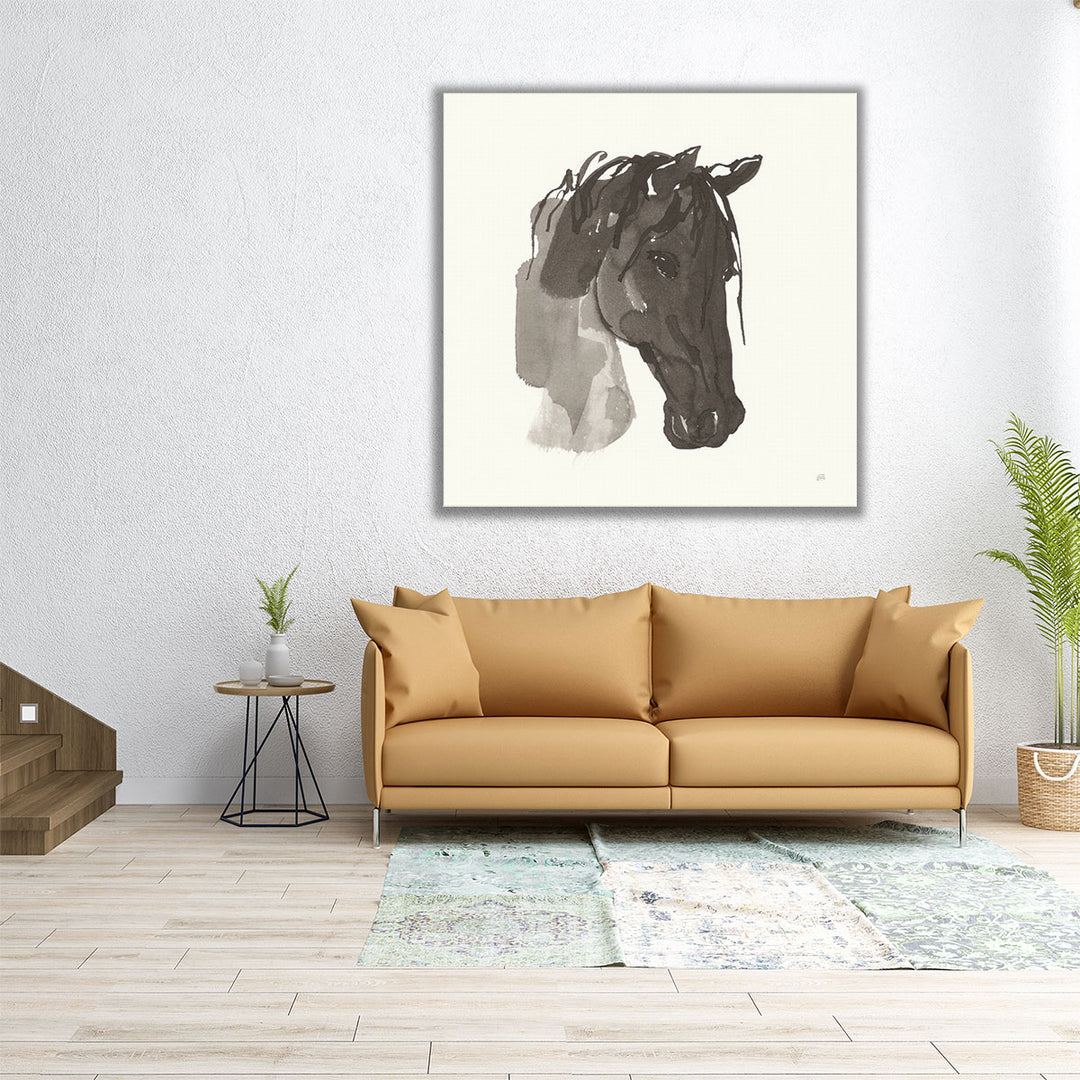 Horse Portrait I Black and White - Canvas Print Wall Art