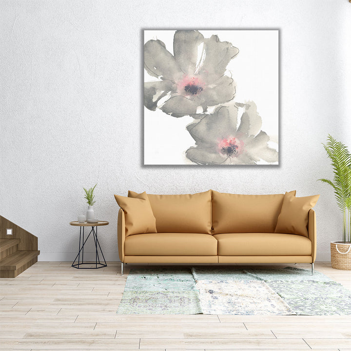 Gray Blush Cosmos I on White - Canvas Print Wall Art