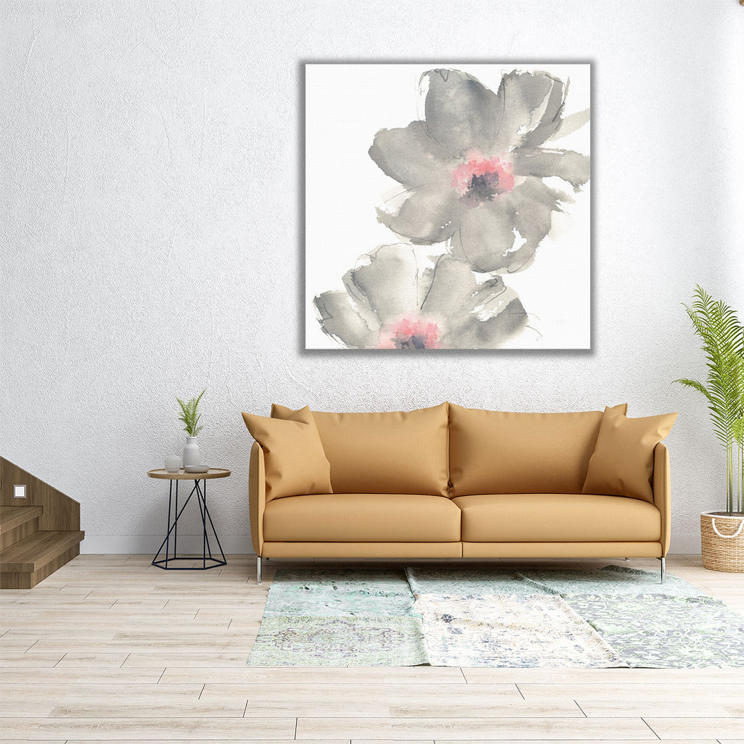 Gray Blush Cosmos II on White - Canvas Print Wall Art