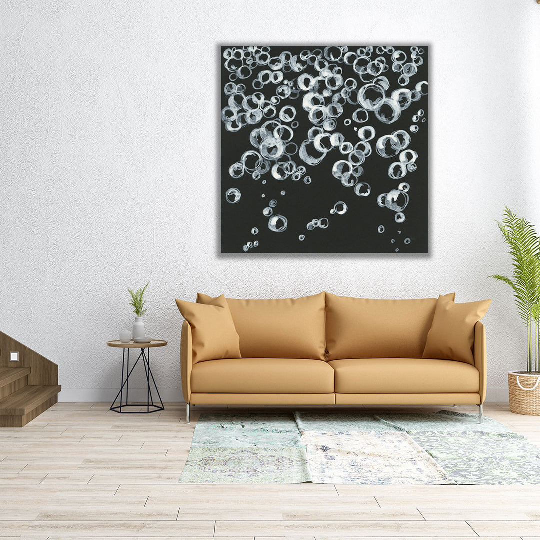 Bubbles II Black and White - Canvas Print Wall Art