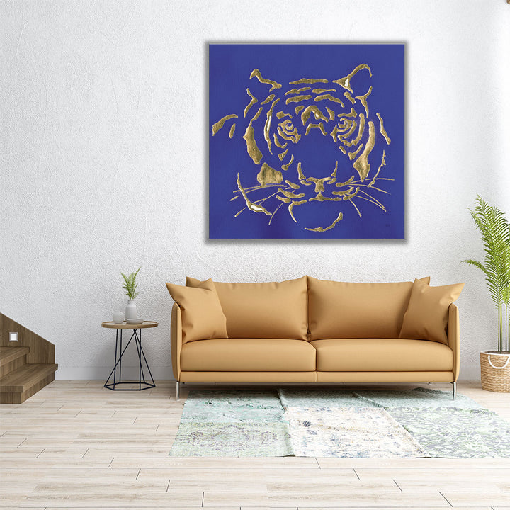 Gilded Tiger Indigo - Canvas Print Wall Art