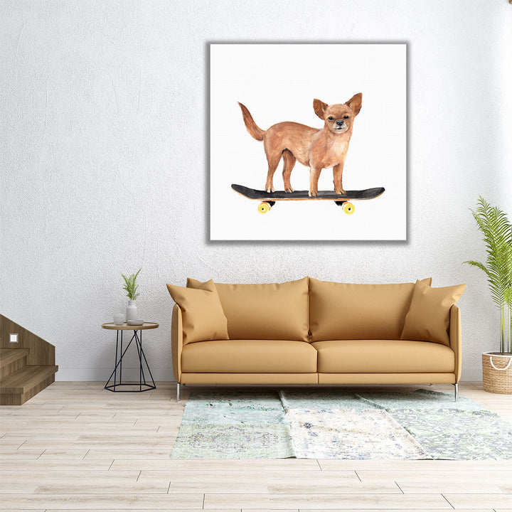 Pups on Wheels I - Canvas Print Wall Art