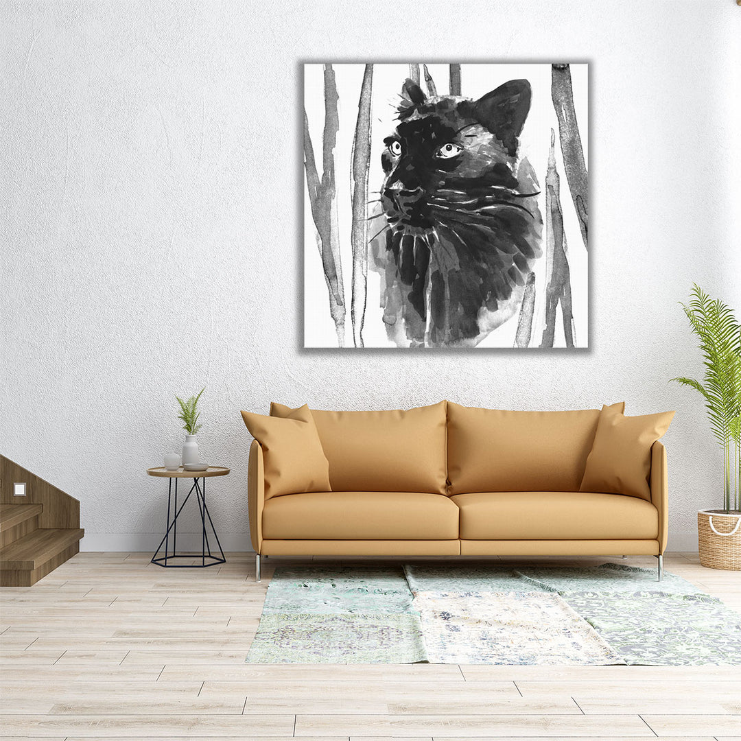 Still Cat I Black and White - Canvas Print Wall Art