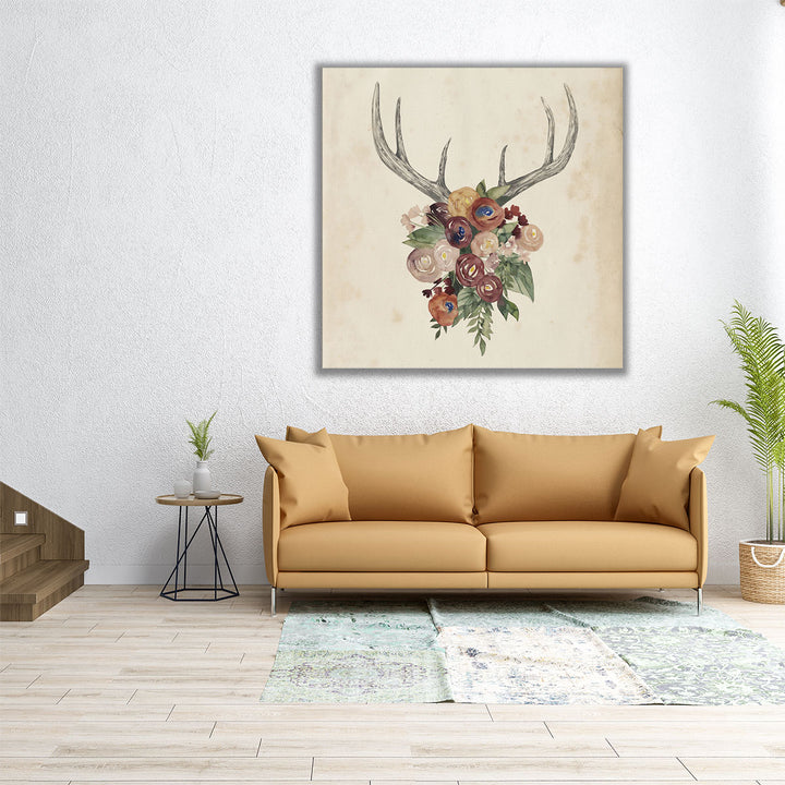 Flower Antlers I - Canvas Print Wall Art