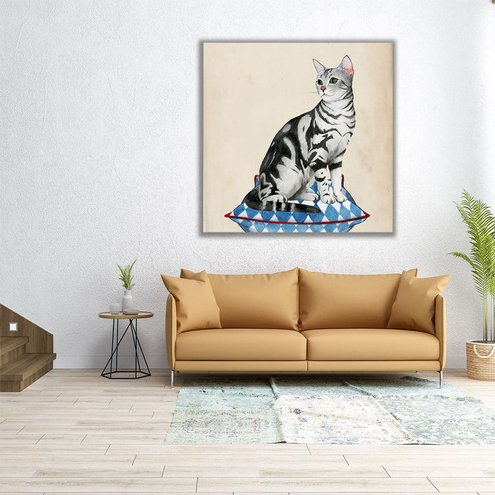 Lady Cat I Black And White - Canvas Print Wall Art