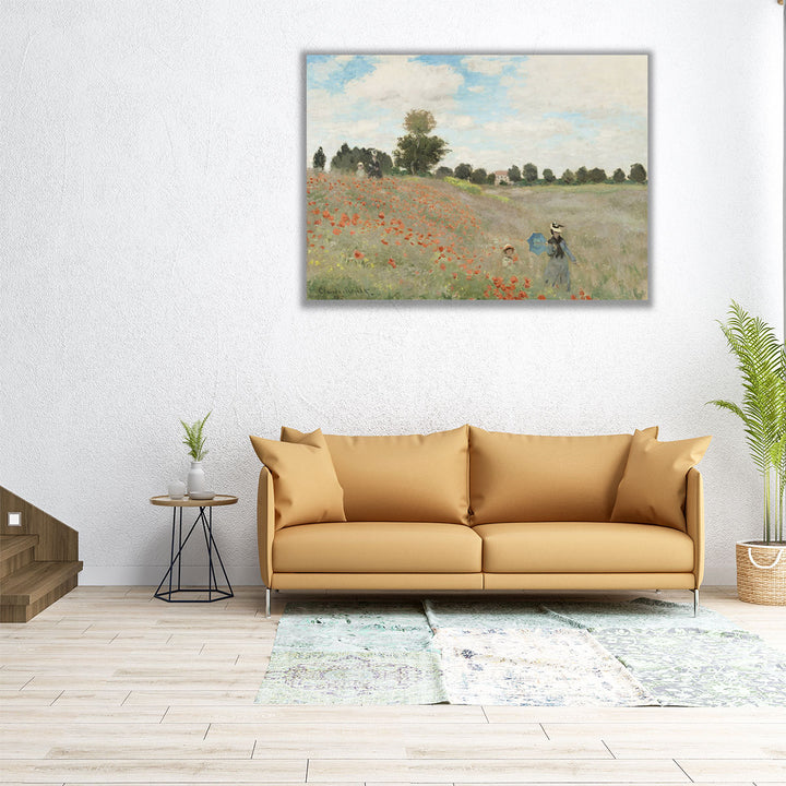 60x45 canvas of poppy field with tree and girl