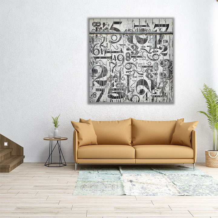 Found Symbols I Black And White - Canvas Print Wall Art