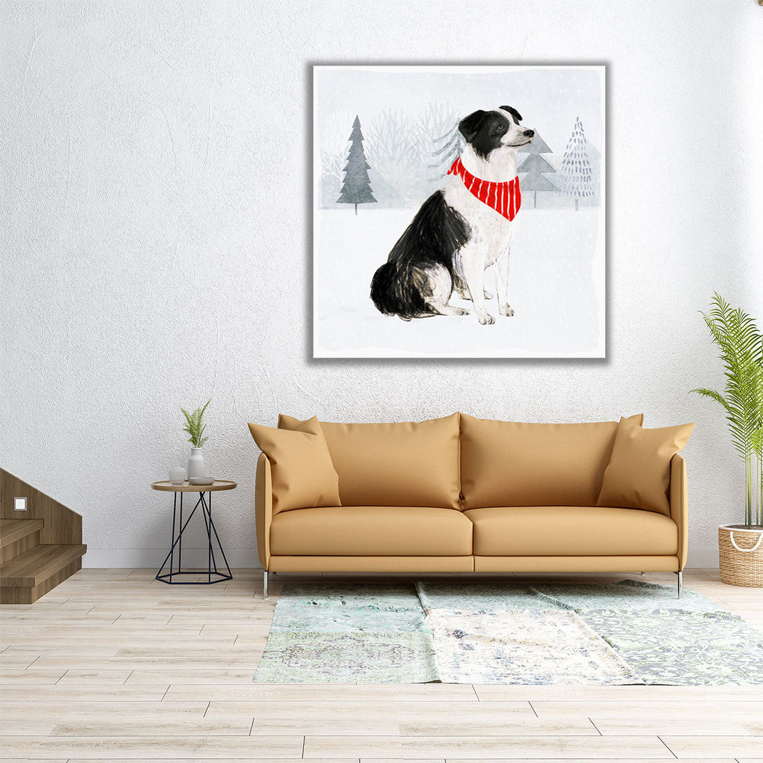 Christmas Cats & Dogs II Black and White - Canvas Print Wall Art