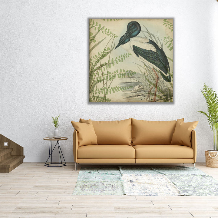 Heron & Ferns I - Canvas Print Wall Art