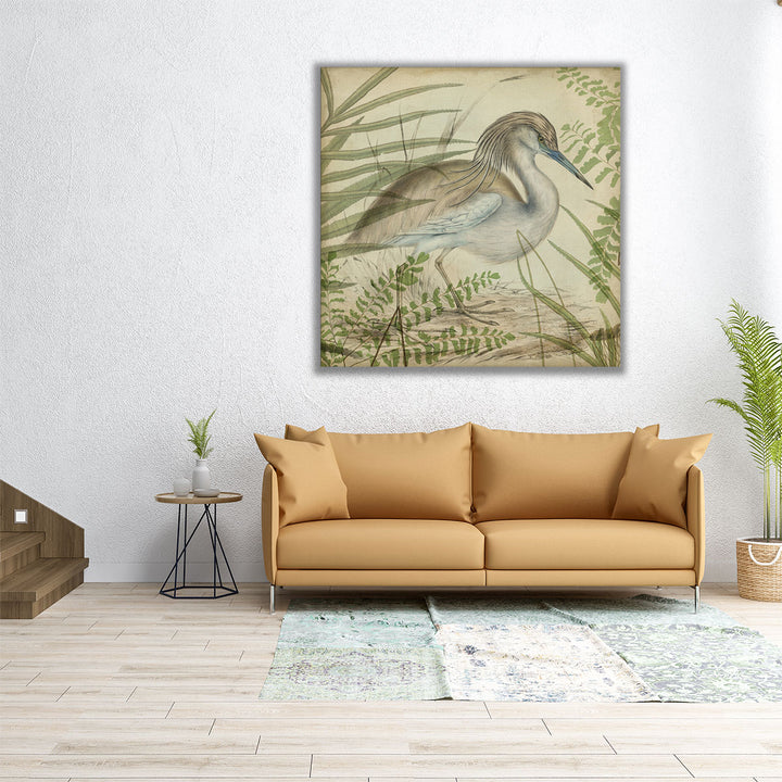 Heron & Ferns II - Canvas Print Wall Art