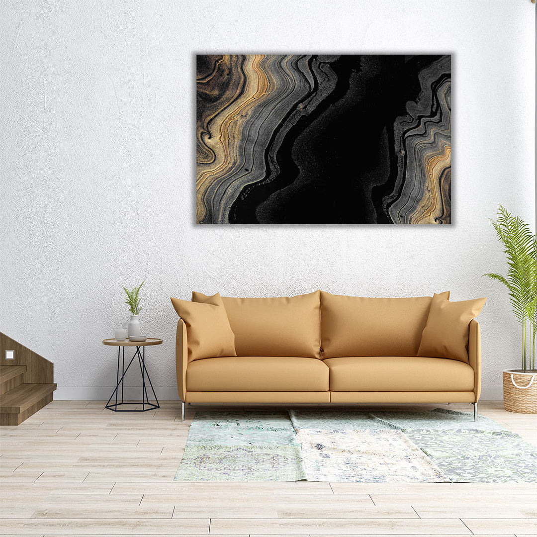 Black Marbled - Canvas Print Wall Art