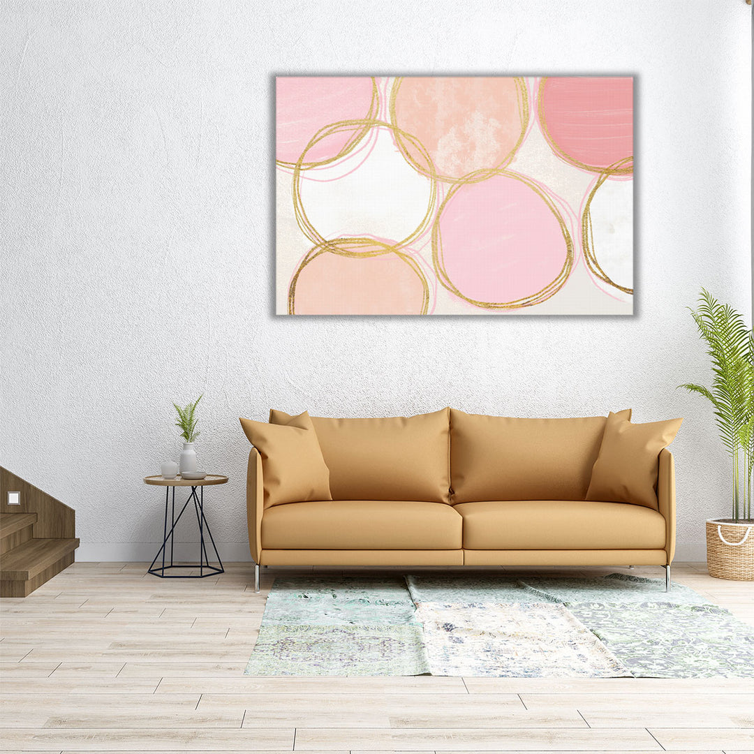 Blush Drawing Circles - Canvas Print Wall Art