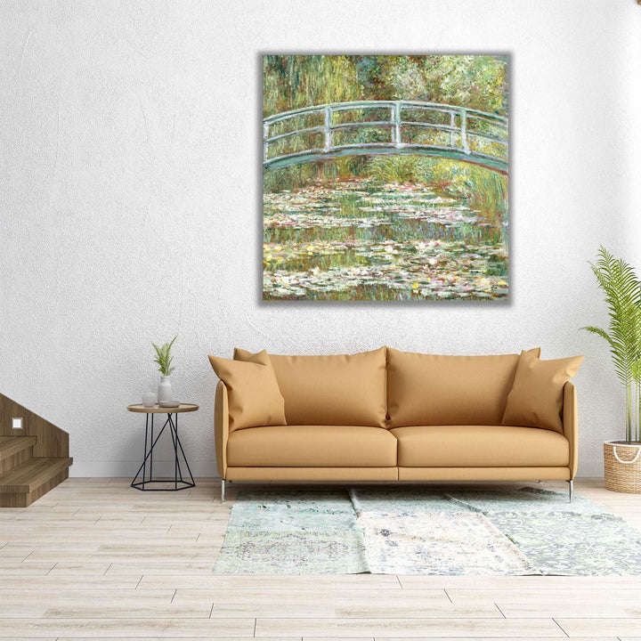 Bridge Over a Pond of Water Lilies - Canvas Print Wall Art