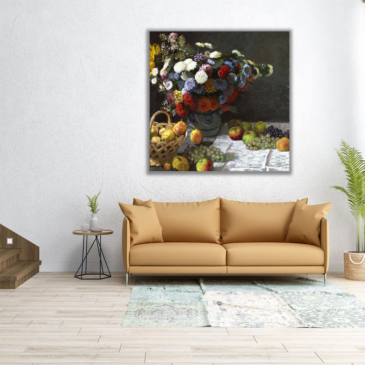 Still Life with Flowers and Fruit, 1869 - Canvas Print Wall Art