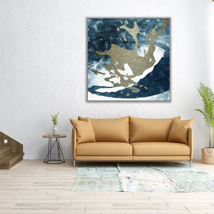 Blue Gold Splash 1 - Canvas Print Wall Art