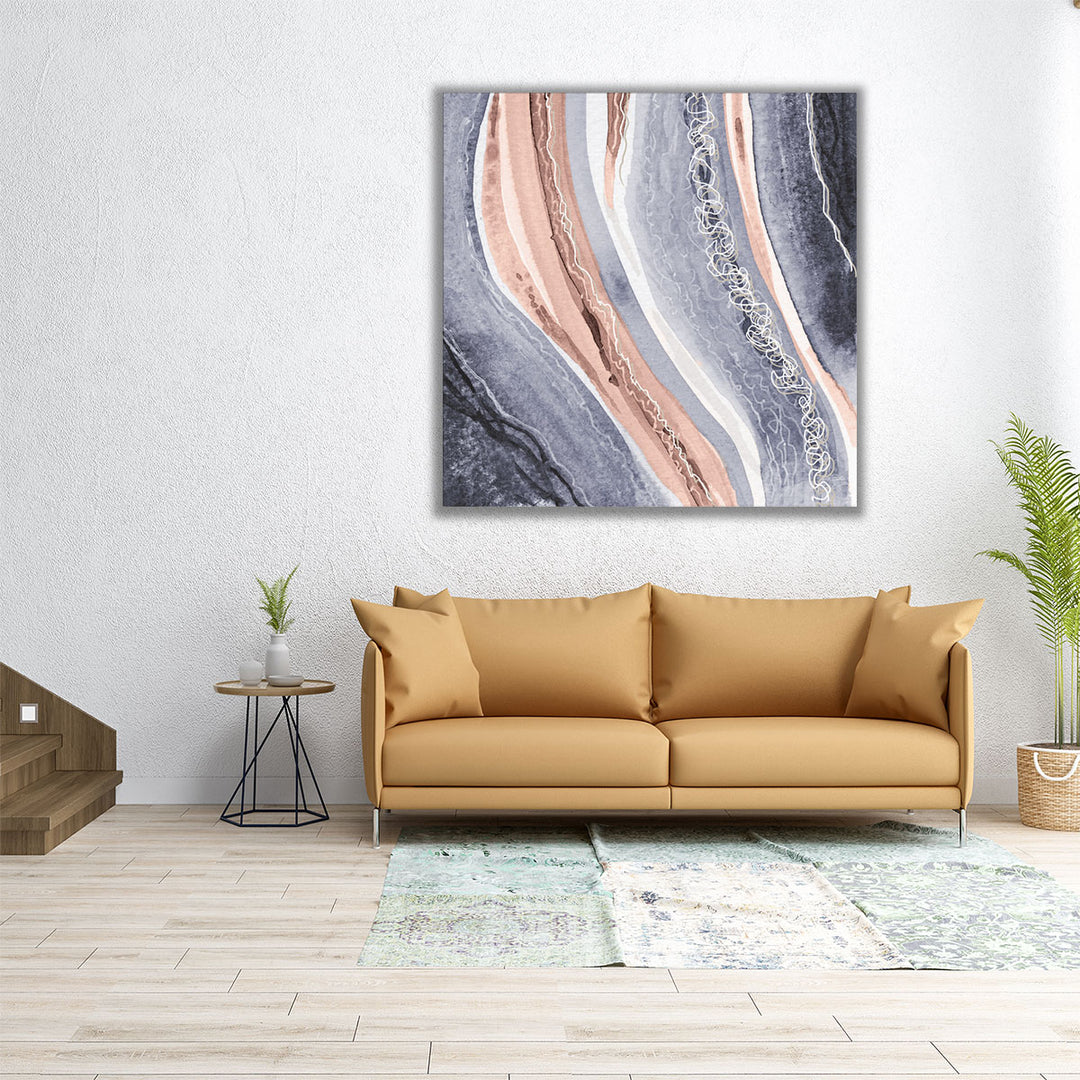 Abstract Blue Peach Rivers 3 - Canvas Print Wall Art