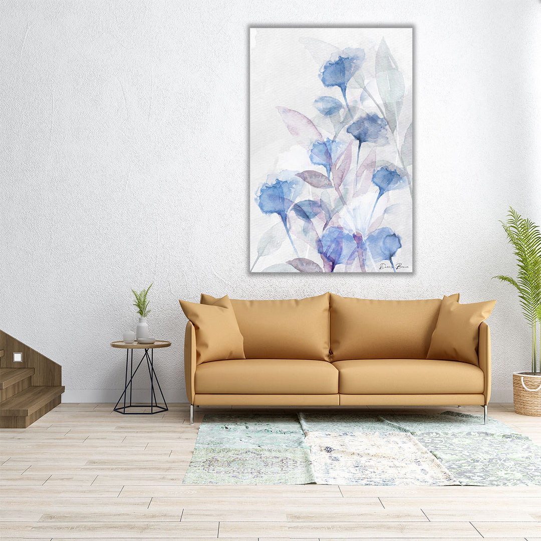 Modern Poppies 2 Blue - Canvas Print Wall Art