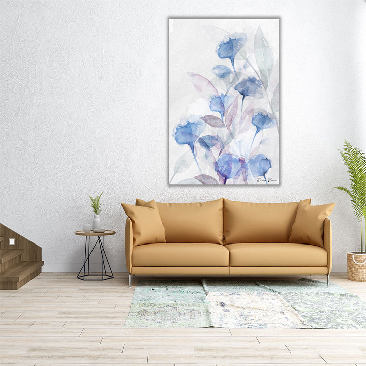 Modern Poppies 2 Blue - Canvas Print Wall Art