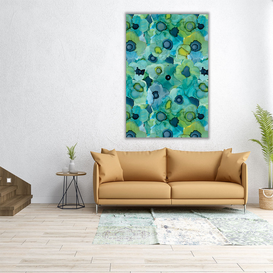 Emerald Bloom Matrix - Canvas Print Wall Art