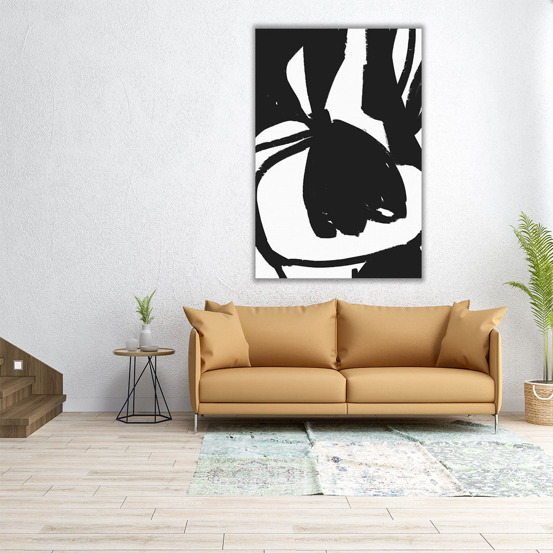 Hanging Tulip Black and White - Canvas Print Wall Art