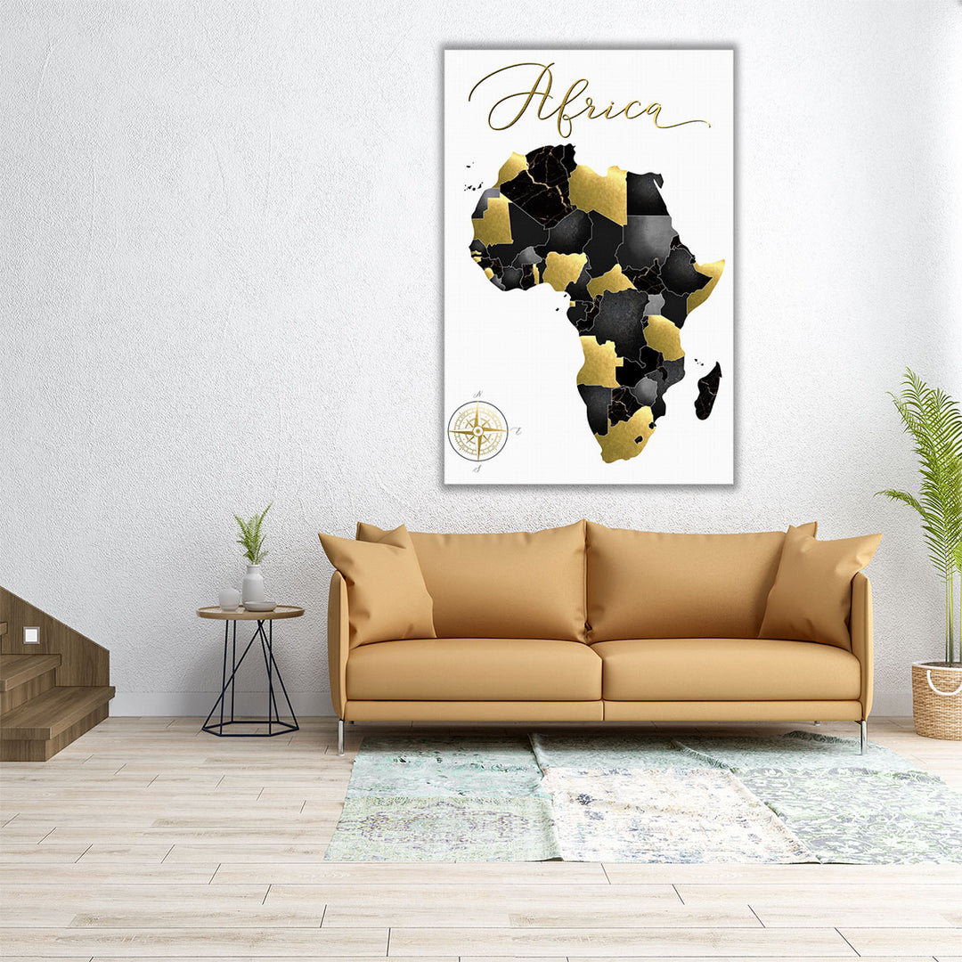 Black Grey Gold Geo - Canvas Print Wall Art