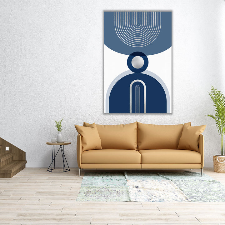 Mid Century Glam Navy Silver 3- Canvas Print Wall Art