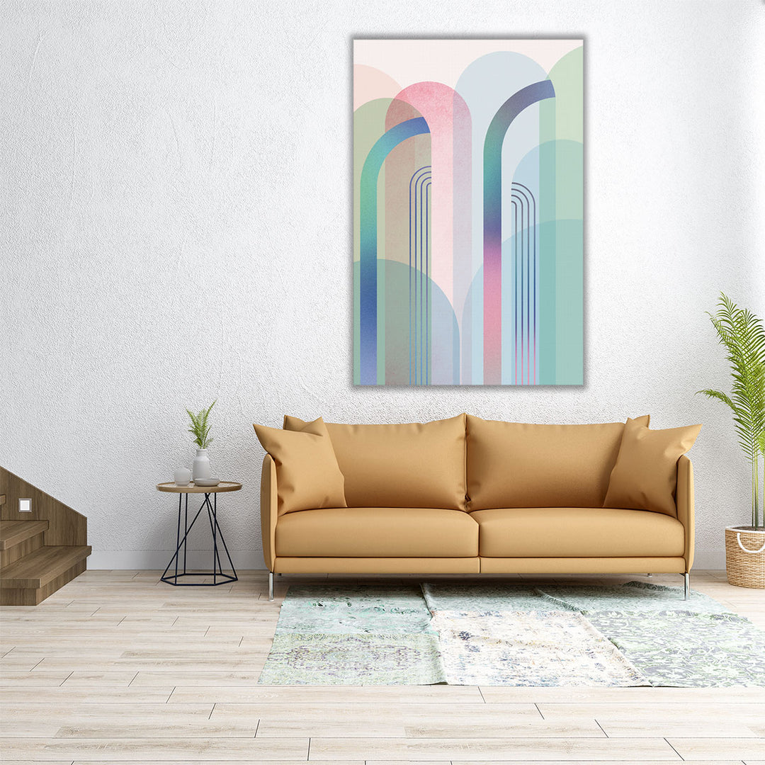 MidCentury Arches Pastel Rainbows 2 - Canvas Print Wall Art