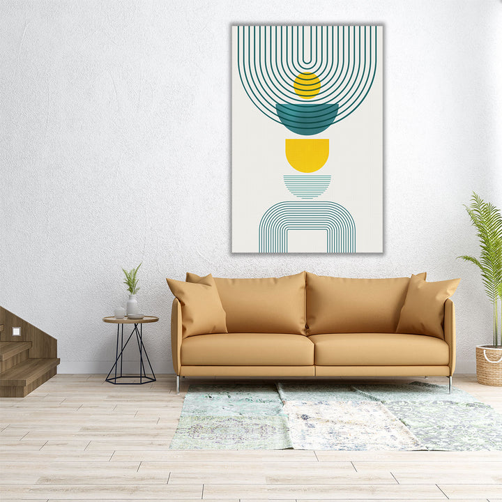 MidCentury Teal Yellow 1 - Canvas Print Wall Art