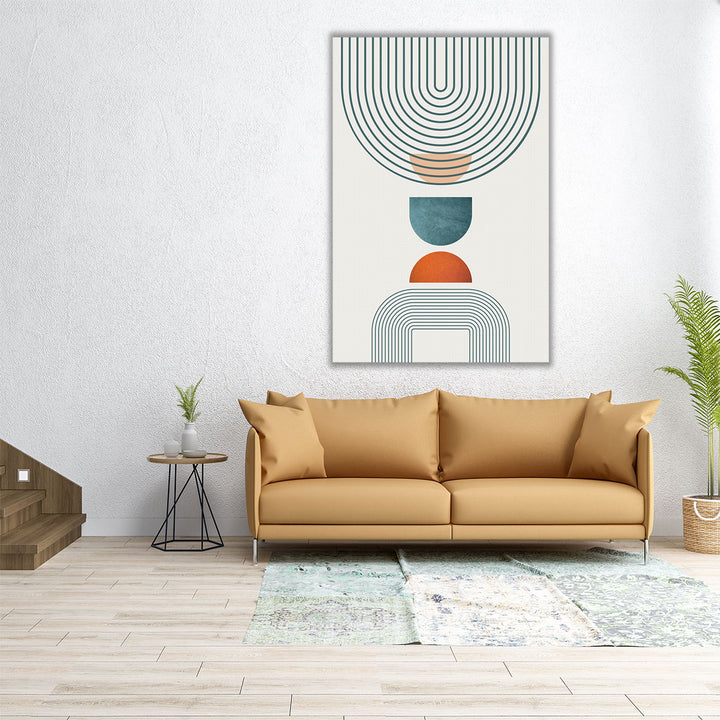 Minimalist MidCentury Orange Teal 1- Canvas Print Wall Art