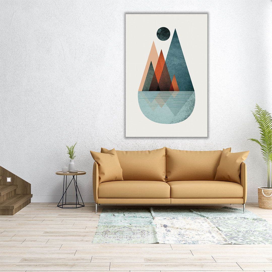 Minimalist MidCentury Orange Teal 2 - Canvas Print Wall Art