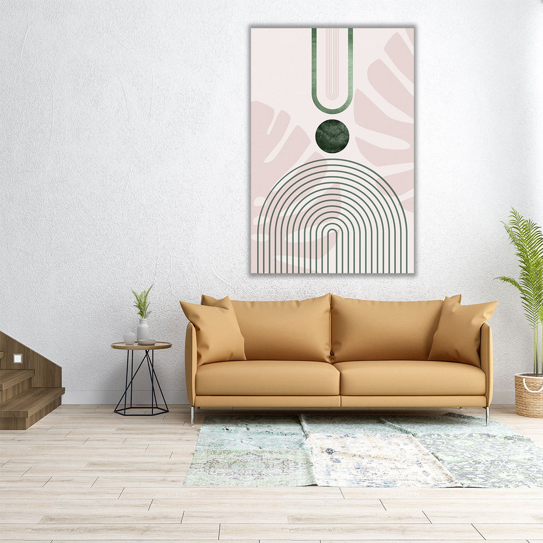 Pink Green MidCentury Botanical 3 - Canvas Print Wall Art