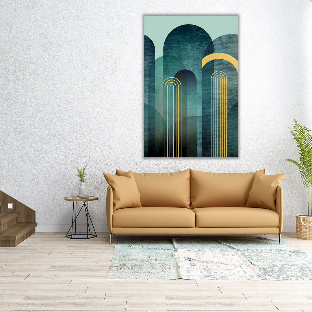 MidCentury Arches Teal - Canvas Print Wall Art