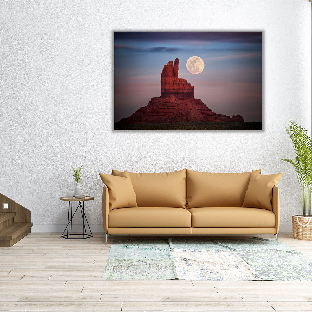 Moonrise Over Monument Valley - Canvas Print Wall Art