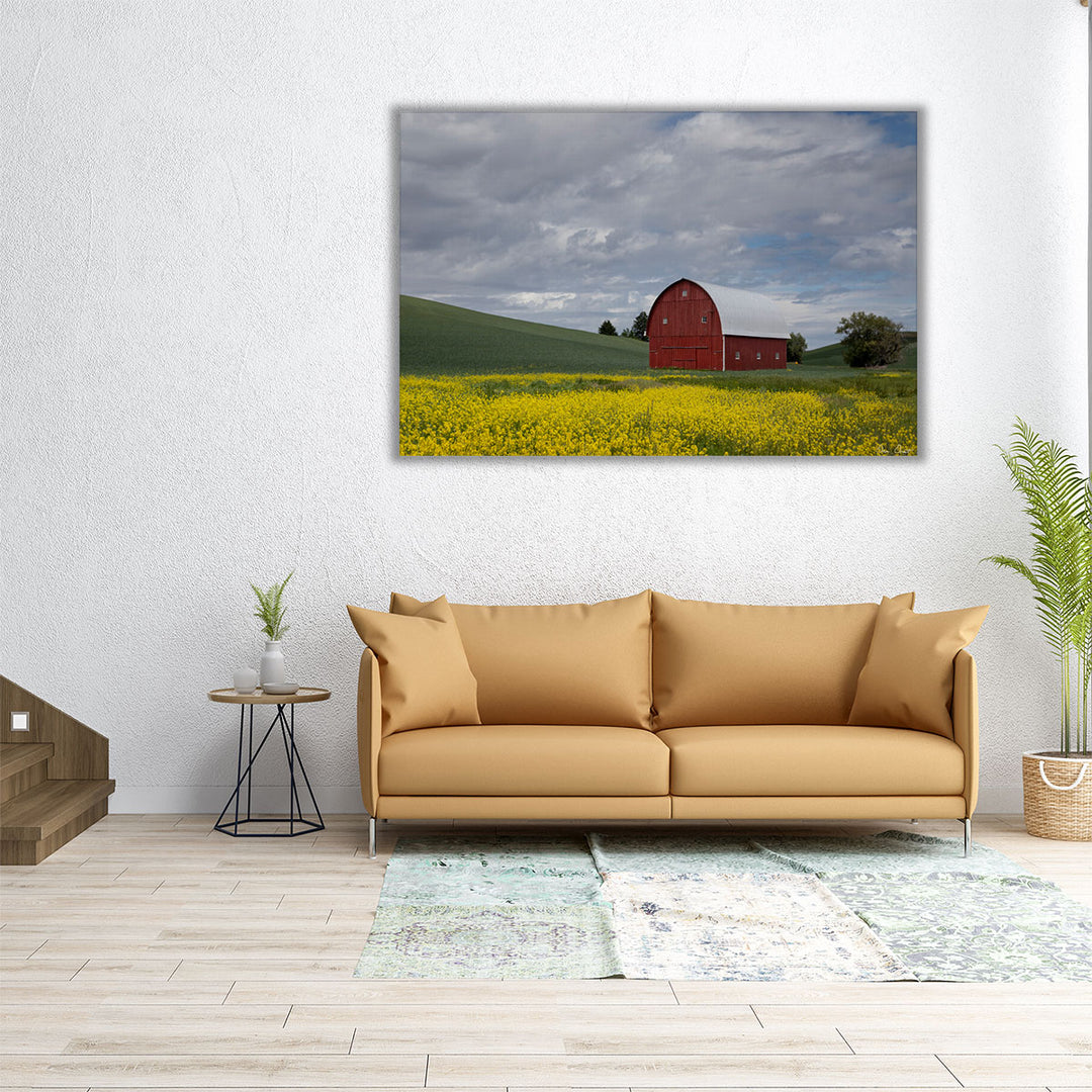 Palouse Barn And Flowers I - Canvas Print Wall Art