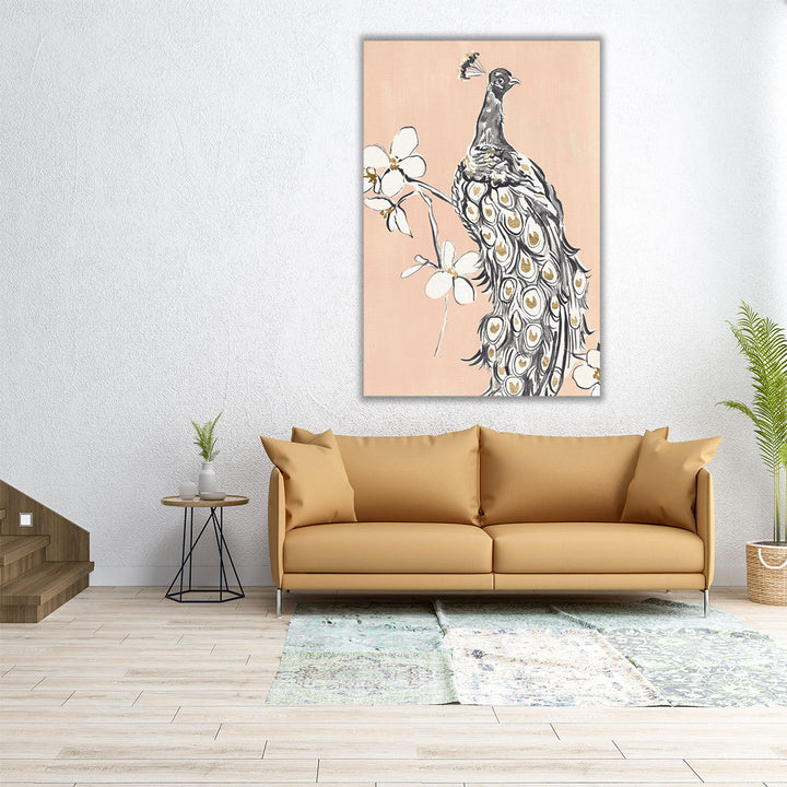 Peacock in Gold I - Canvas Print Wall Art