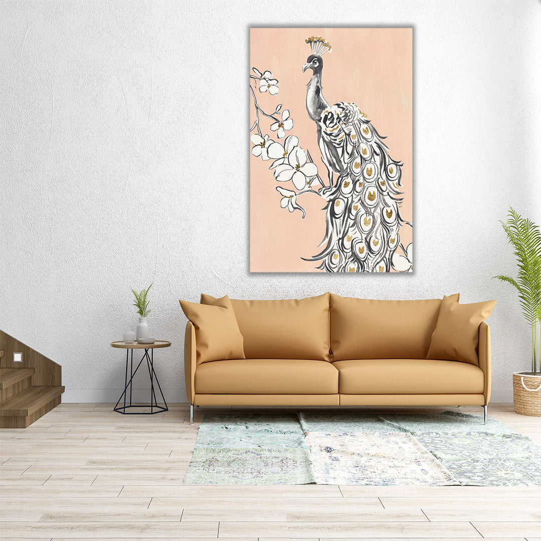 Peacock in Gold II - Canvas Print Wall Art