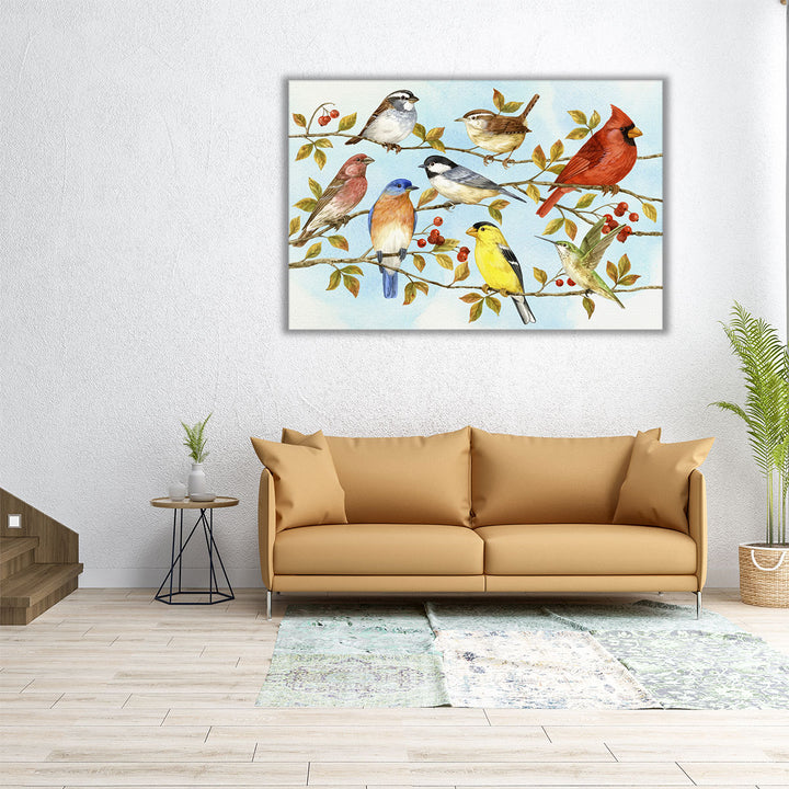 Birds and Berries V - Canvas Print Wall Art