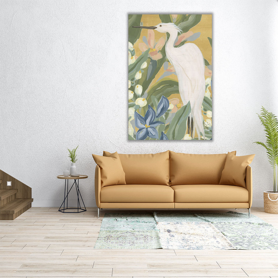 Floral Egret I - Canvas Print Wall Art