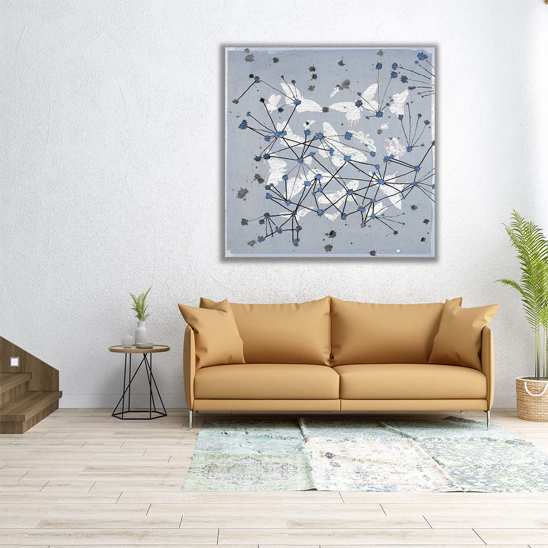 19th Century Butterfly Constellations in Blue I - Canvas Print Wall Art