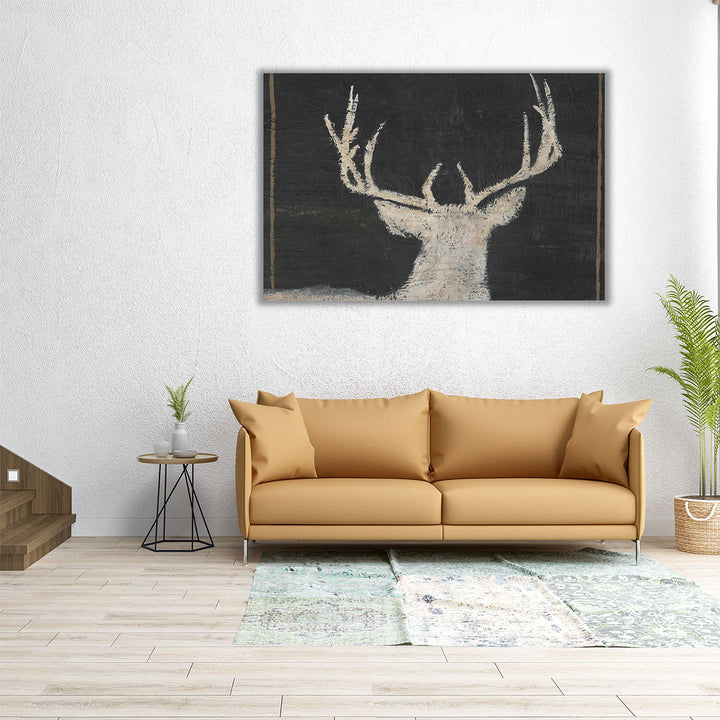 Brow Tine Deer II Black and White - Canvas Print Wall Art