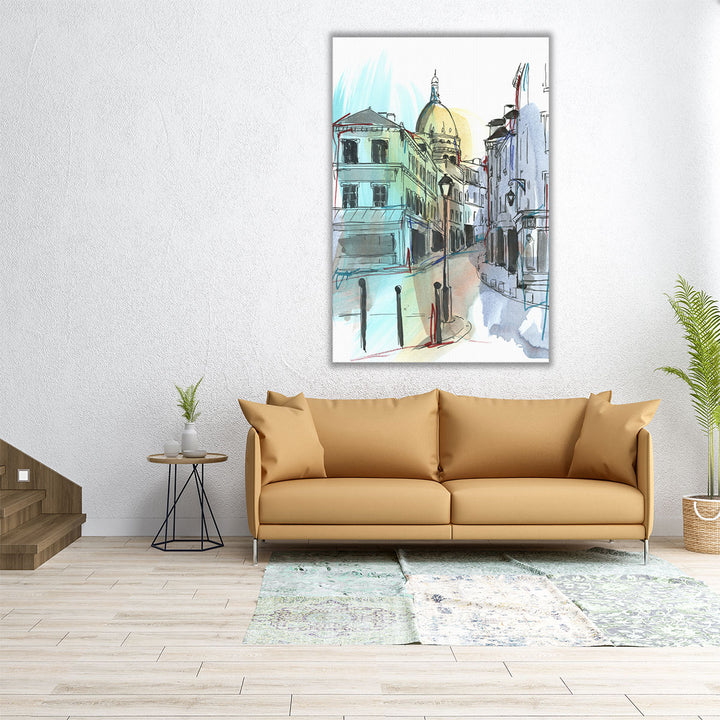 European Street Sketch I - Canvas Print Wall Art