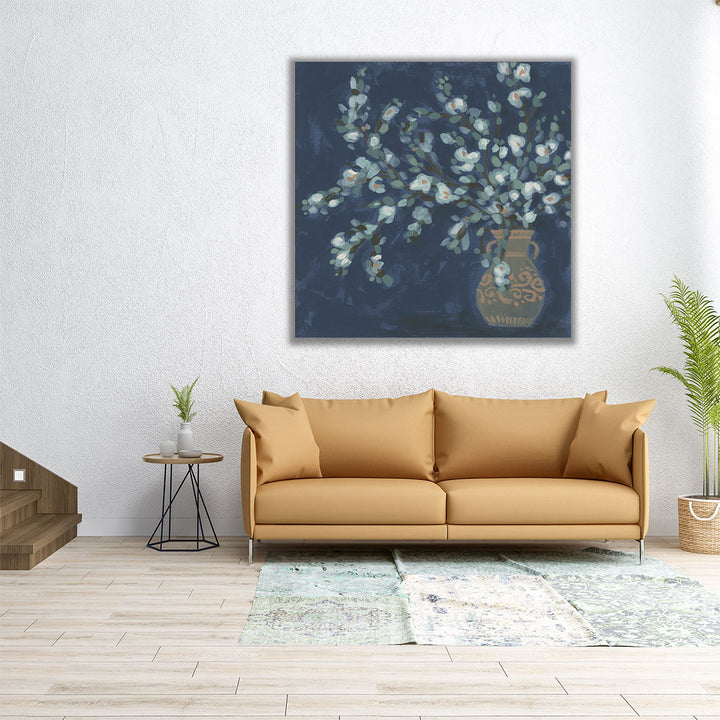 Midnight Indigo Blooms I - Canvas Print Wall Art